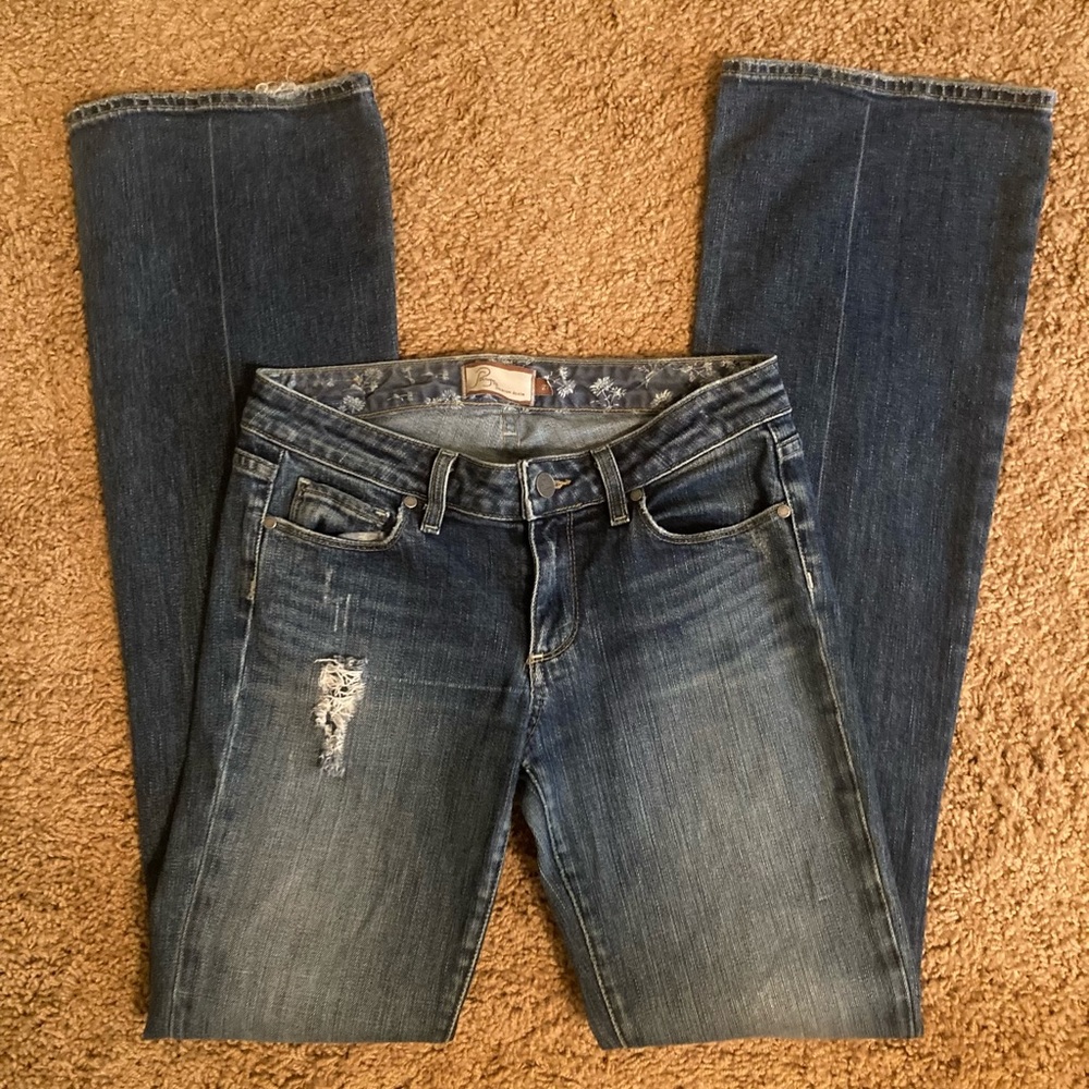 Paige distressed flare jeans